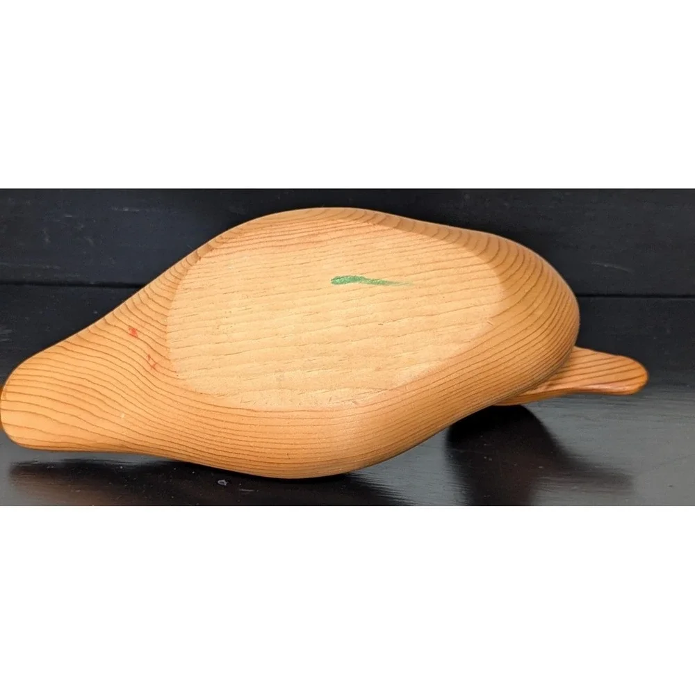 Hand-Carved Solid Wood Duck Decoy Natural Finish 11‎ 1/2